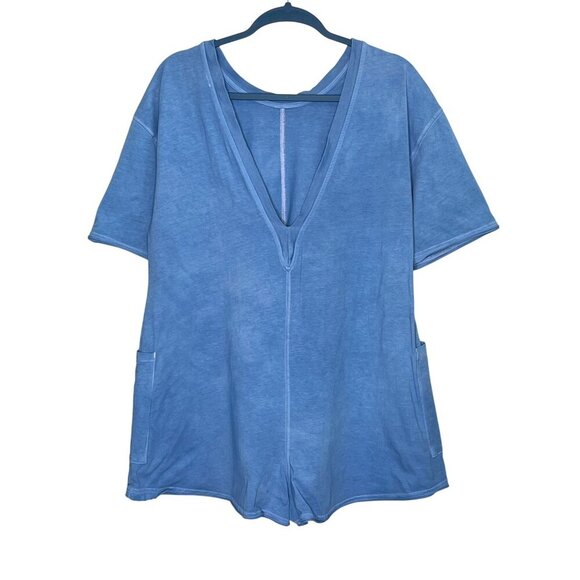 NWOT Free People Hot Shot Tee Romper Custom Dyed Dusty Blue Size XS/TP NEW! - Picture 6 of 10
